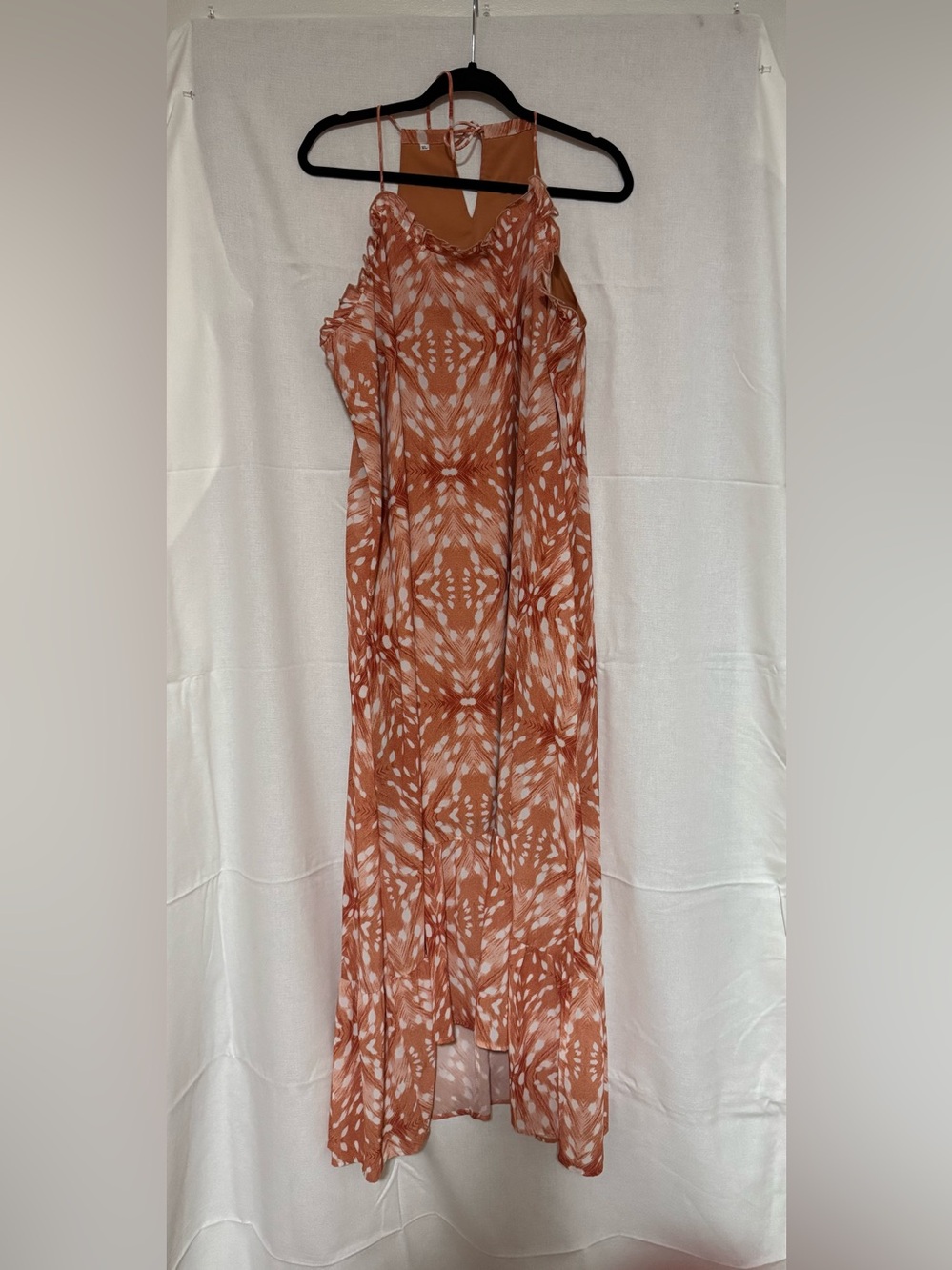 Rust & White Patterned Maxi Dress